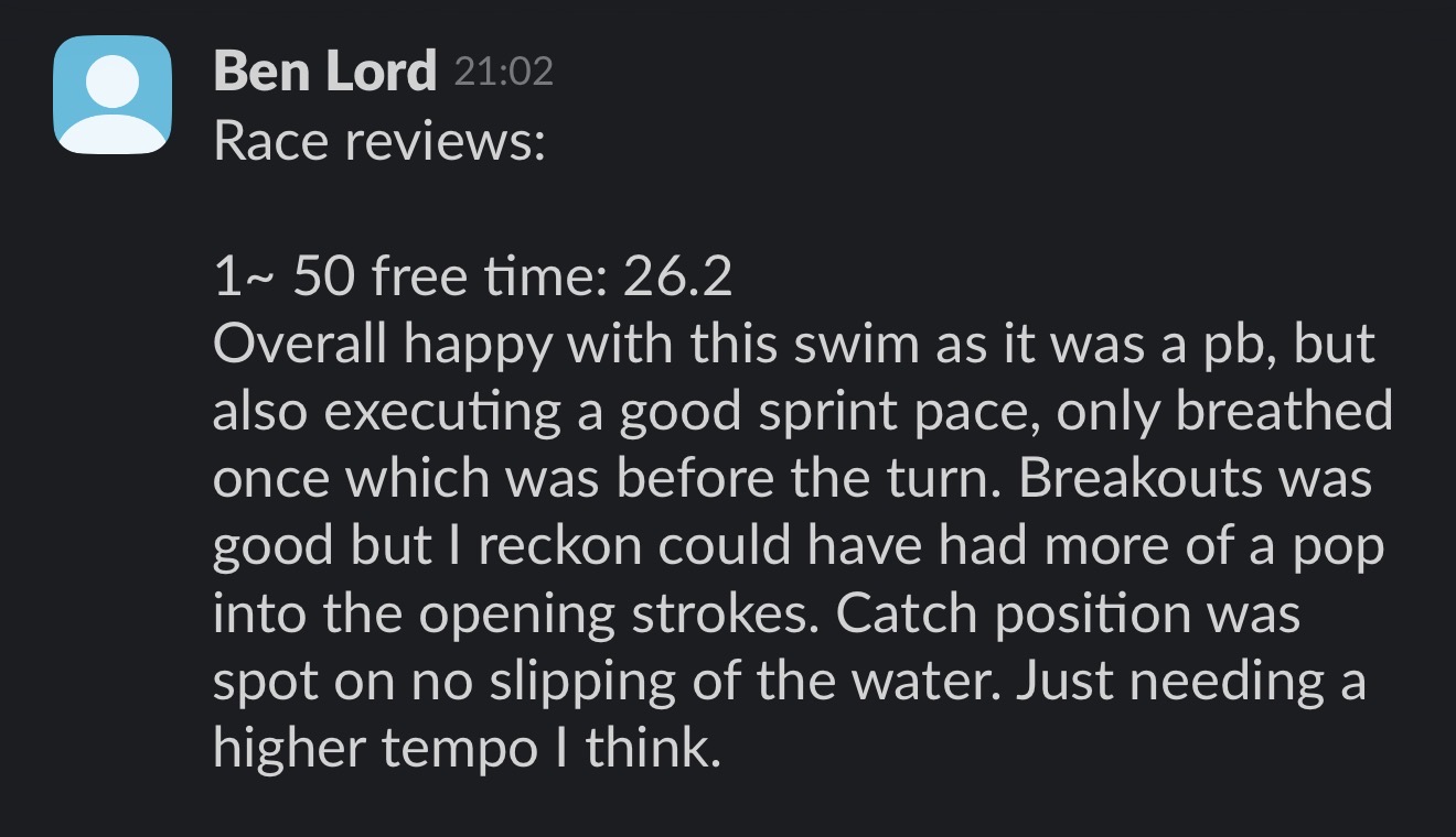 SWM swimmer or parent testimonial